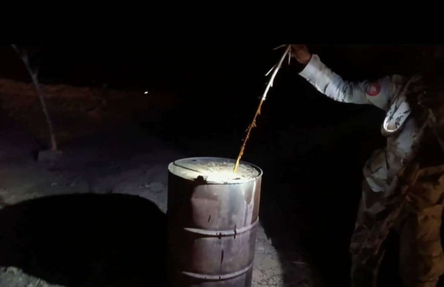 قوات عسكرية تضبط عملية نهب للنفط الخام من أحد أنابيب الضخ بشبوة