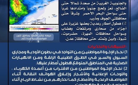 الأرصاد تحذر: أمطار رعدية ورياح شديدة تضرب عدة محافظات خلال الأيام القادمة