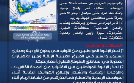 الأرصاد تحذر: أمطار رعدية غزيرة وبَرَد يجتاح عدة محافظات خلال 3 أيام