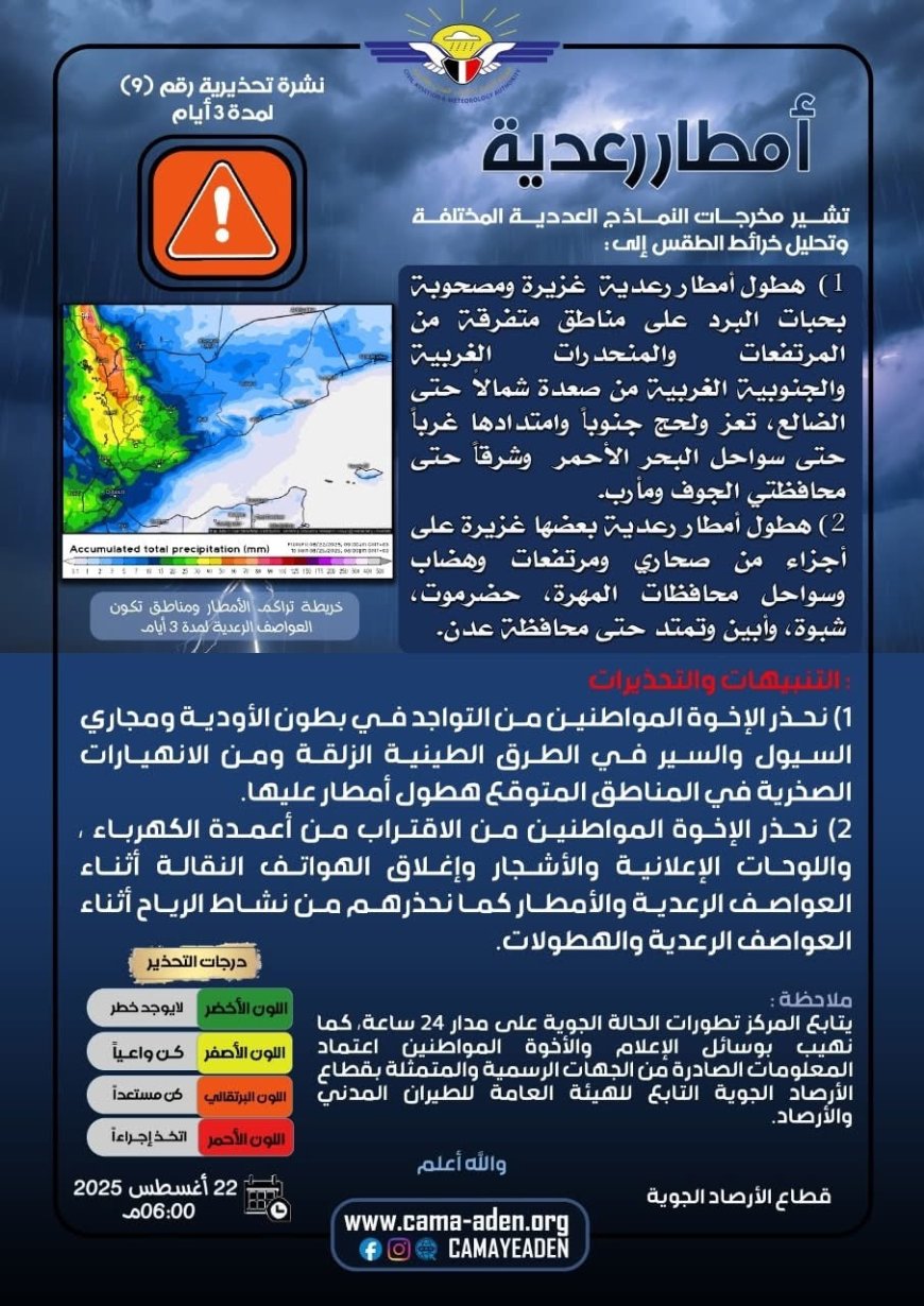 الأرصاد تحذر: أمطار رعدية ورياح شديدة تضرب عدة محافظات خلال الأيام القادمة