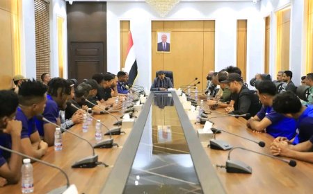 خلال استقباله بعثة نادي تضامن حضرموت.. بن ماضي يشيد بروح العزيمة والإصرار التي تحلّى بها اللاعبون والجهازان الفني والإداري للفريق