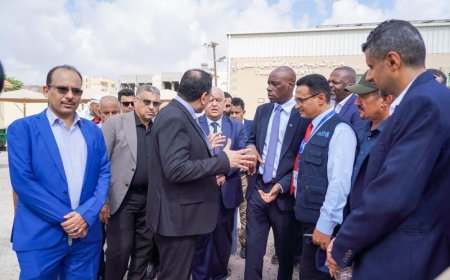 الوزيران السقطري والوالي وممثل الفاو يتفقدون المشاريع الإنشائية في المجمع الزراعي بعدن