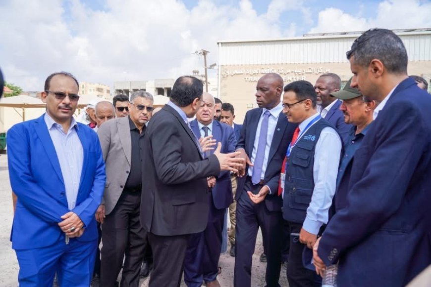 الوزيران السقطري والوالي وممثل الفاو يتفقدون المشاريع الإنشائية في المجمع الزراعي بعدن